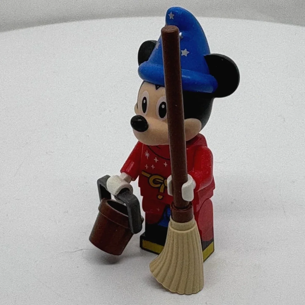 Disney Fantasia Sorcerer Mickey Mouse Minifigure with Broom and Bucket Accessory